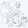 Serena, Delphox, Pancham and Sylveon