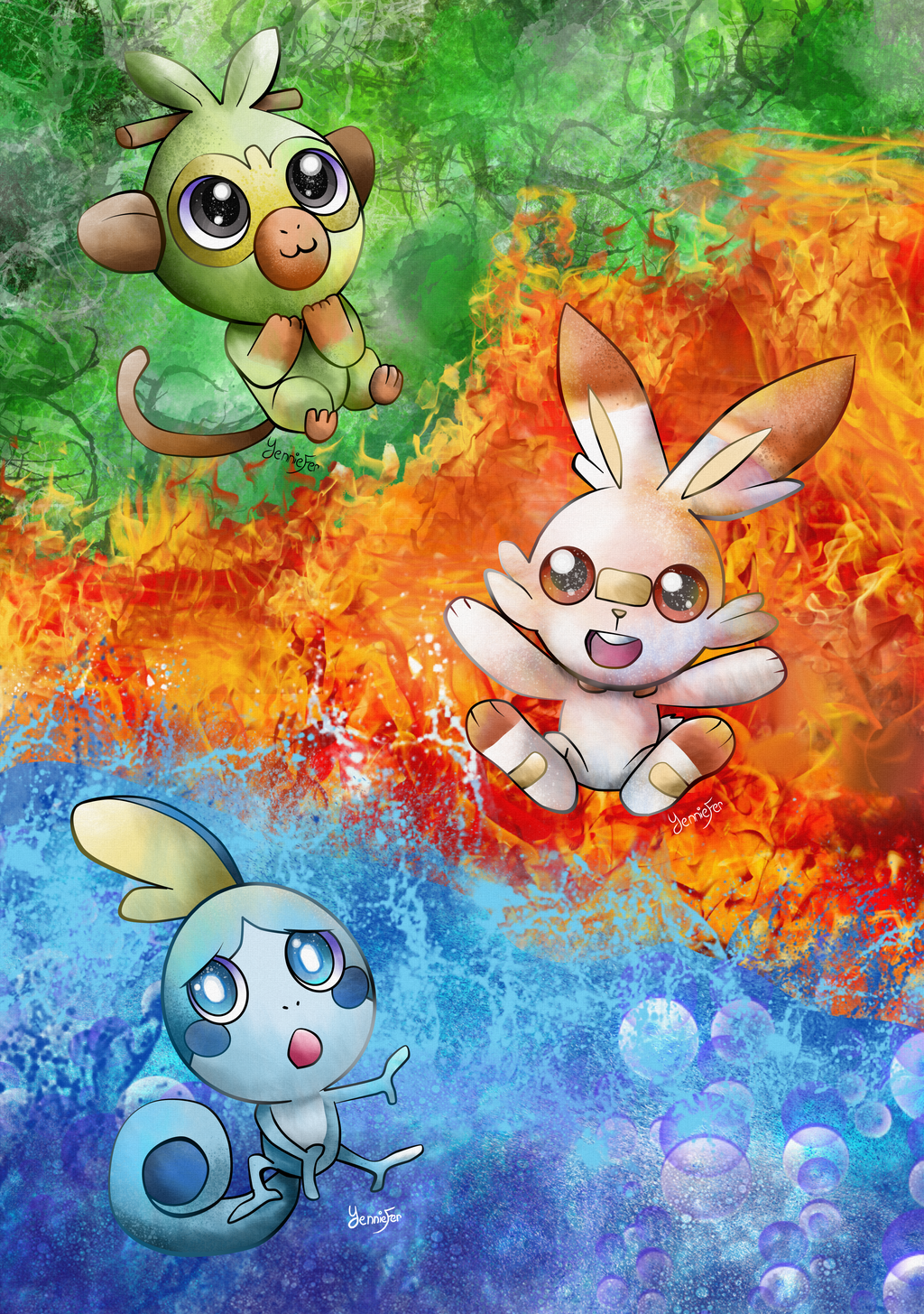 Pokemon Sword and Shield Starters by FaithWalkers