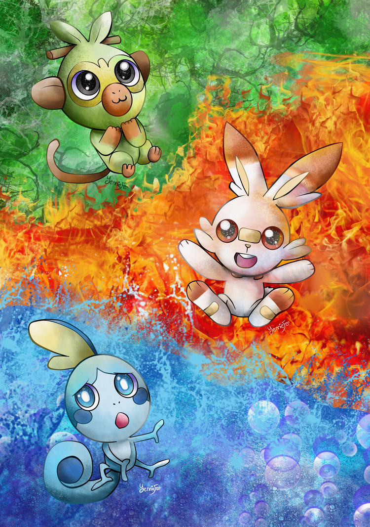 Pokemon Sword and Shield Starters by FaithWalkers