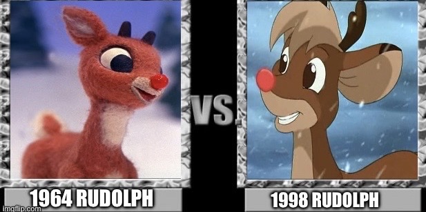 Comparison: Rankin/Bass Rudolph vs 98 Rudolph. by Gatofh on DeviantArt
