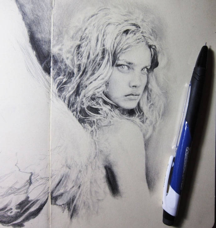 Angel drawing in progress