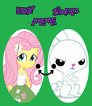 Equestria girls Fluttershy Angel switch bodies by TheWalrusclown