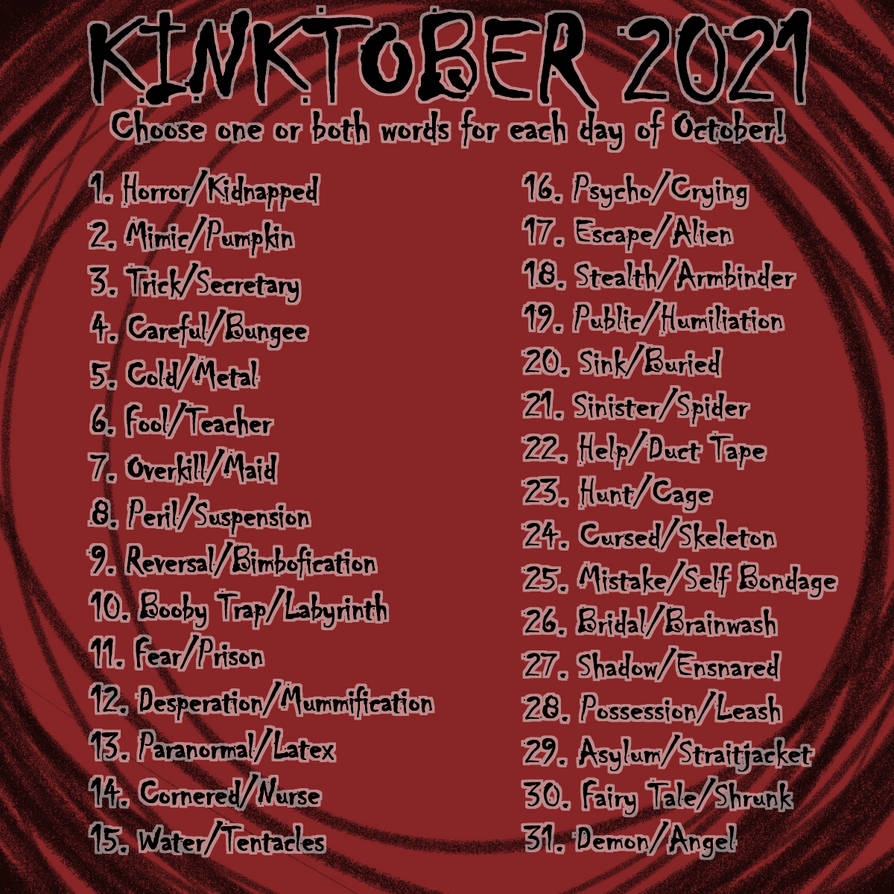 KINKTOBER 2021 List by pyperhaylie on DeviantArt