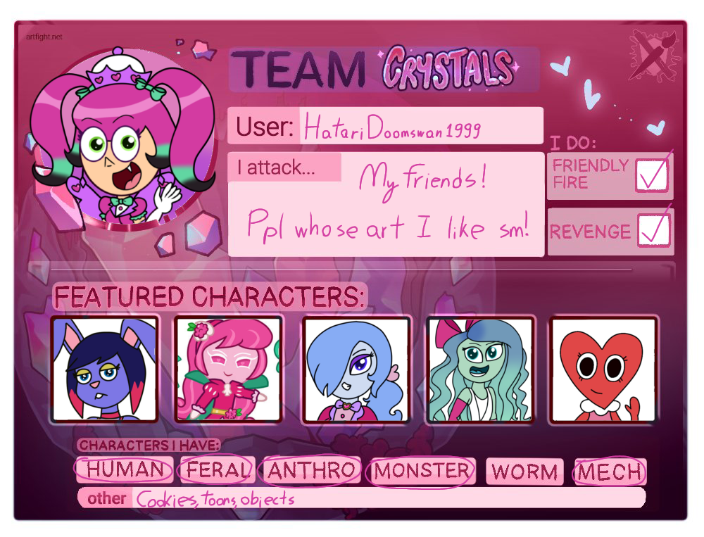 HatariDoomswan1999 Art Fight 2025 Team Crystals by HatariDoomswan on