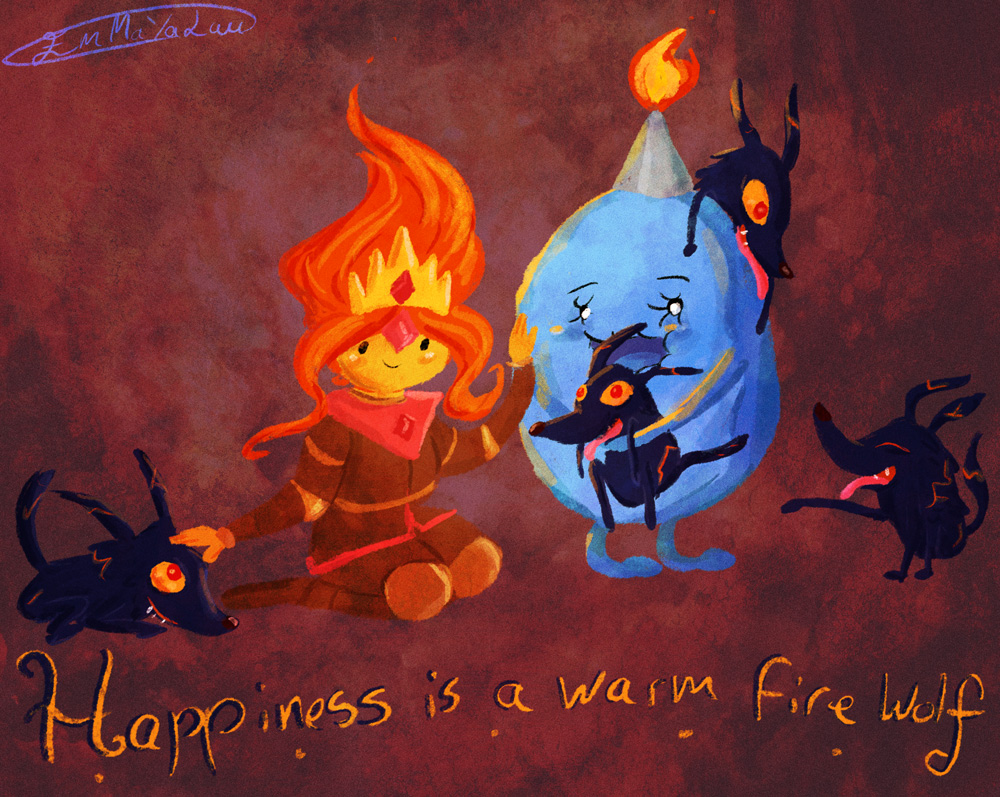 Happiness is a warm fire wolf