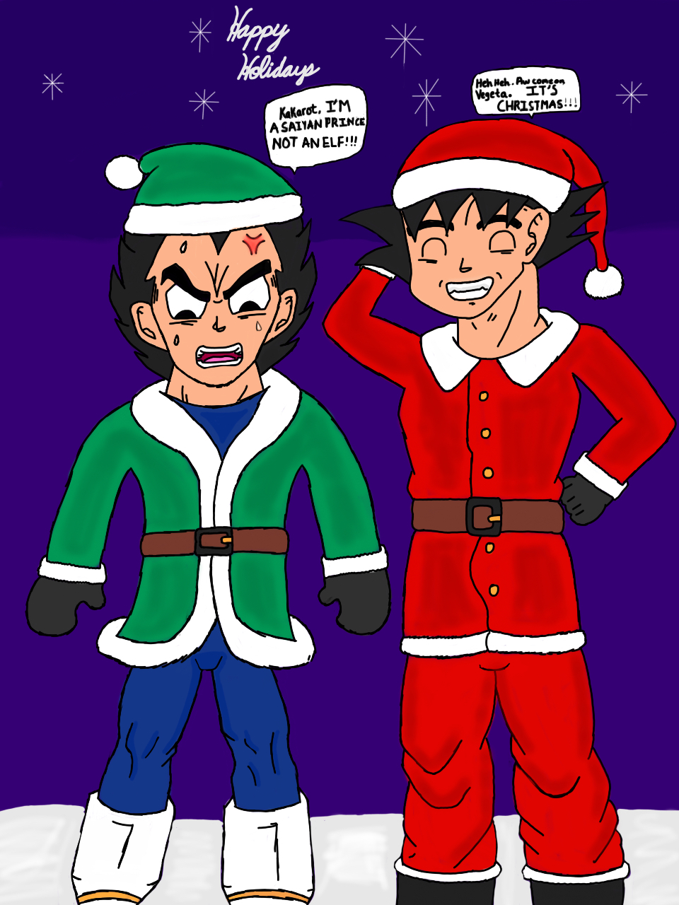 Goku and Vegeta Christmas by JazzyPrime101 on DeviantArt