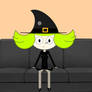 Zouk the little witch. Zouk sitting on foar.