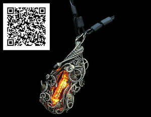 Orange Nixie Tube Cyberpunk Necklace with Upcycled