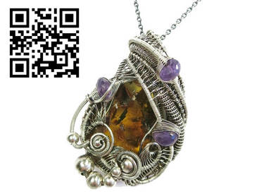 Baltic Amber Pendant with Amethyst