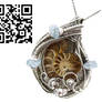 Ammonite Fossil Pendant with Aquamarine Nuggets