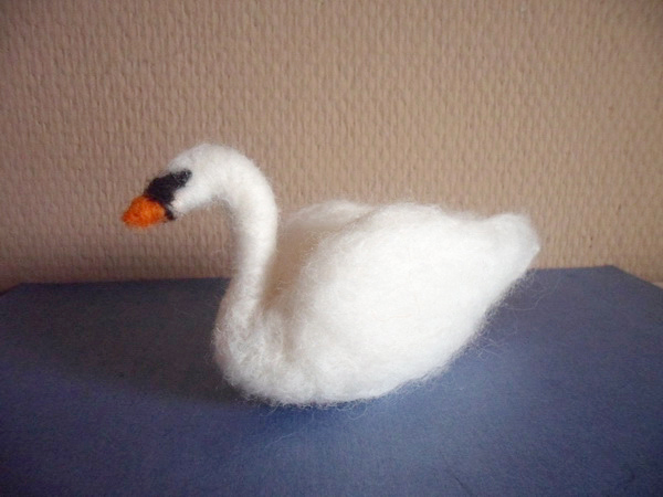 Needle felted swan