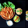 Sweet Potato Chips With Three Different Dips