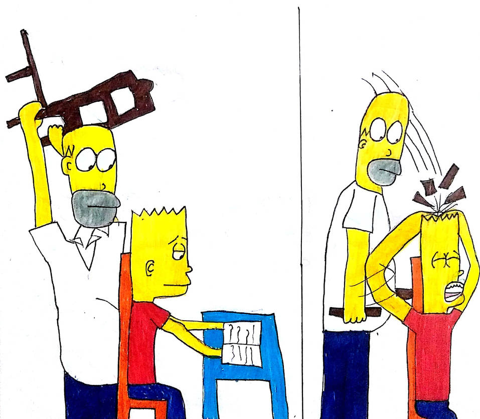 Homer hits Bart with a chair by 80Nate on DeviantArt.
