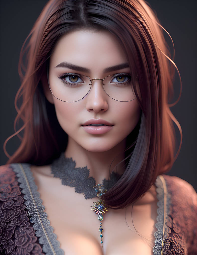 Elegant Woman with Glasses, AI Generated by RocketMobster on DeviantArt