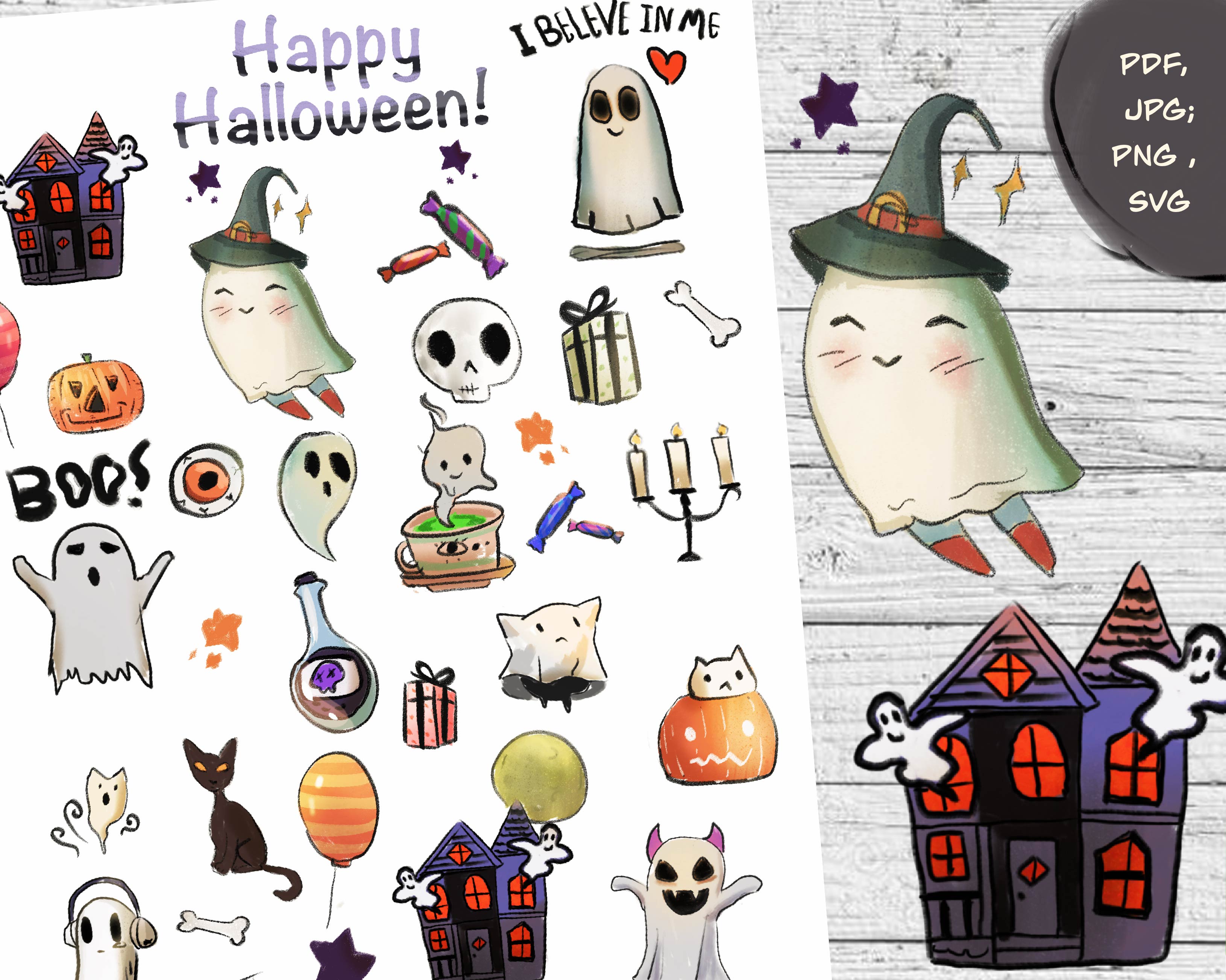 Happy Halloween digital sticker Sheet Printable