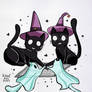 Witch cats playing ouijaboard