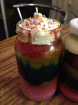 Rainbow Cake in a Jar