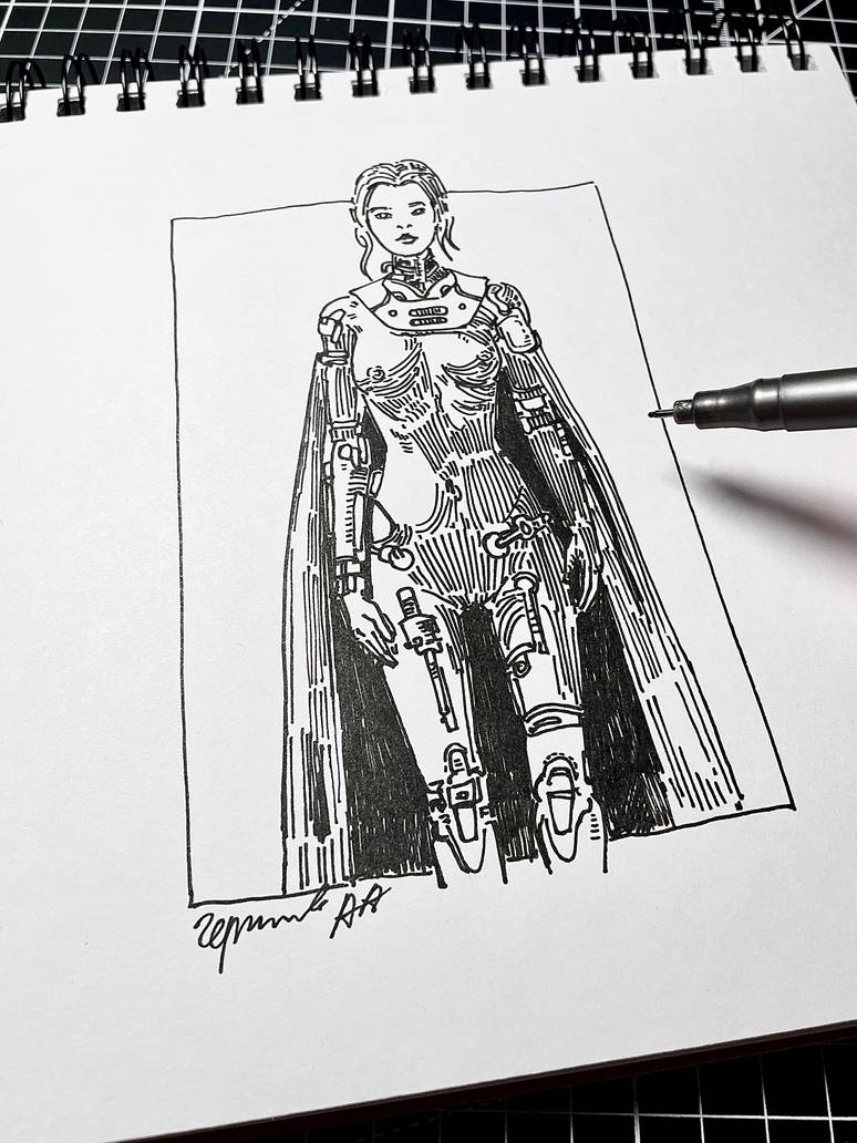 Drawing Female Android Android Girl | liner drawing | no ai by chernyshov on DeviantArt