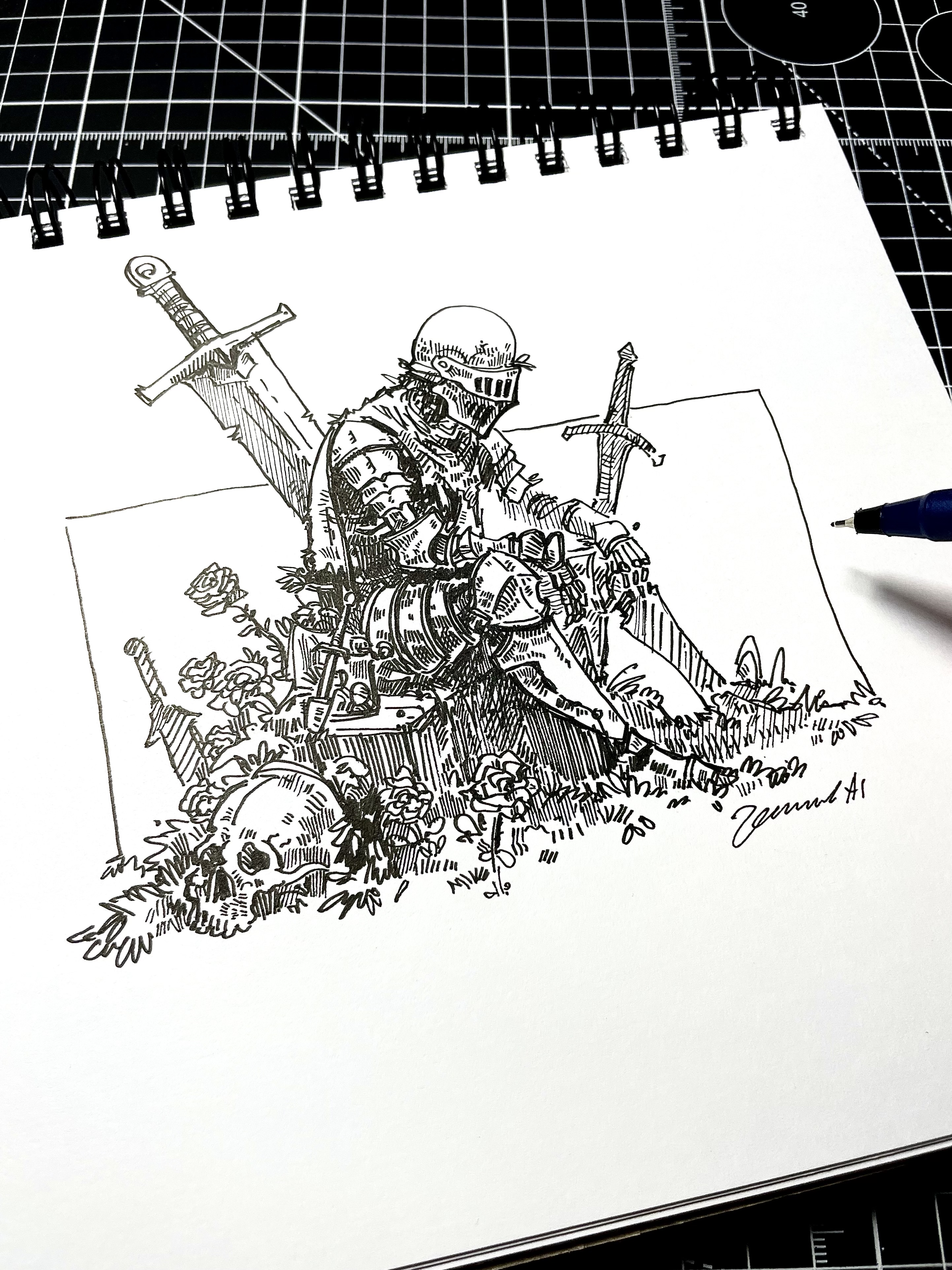 Old Knight | inktober | daily sketch | no ai