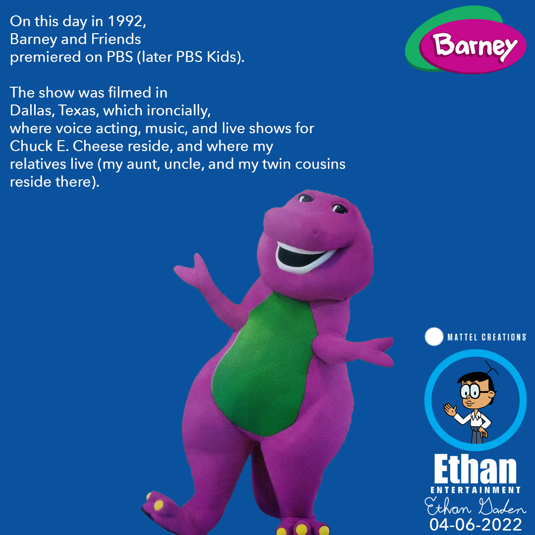 On this Day in 1992, Barney and Friends Premiered by EthanEntertainment
