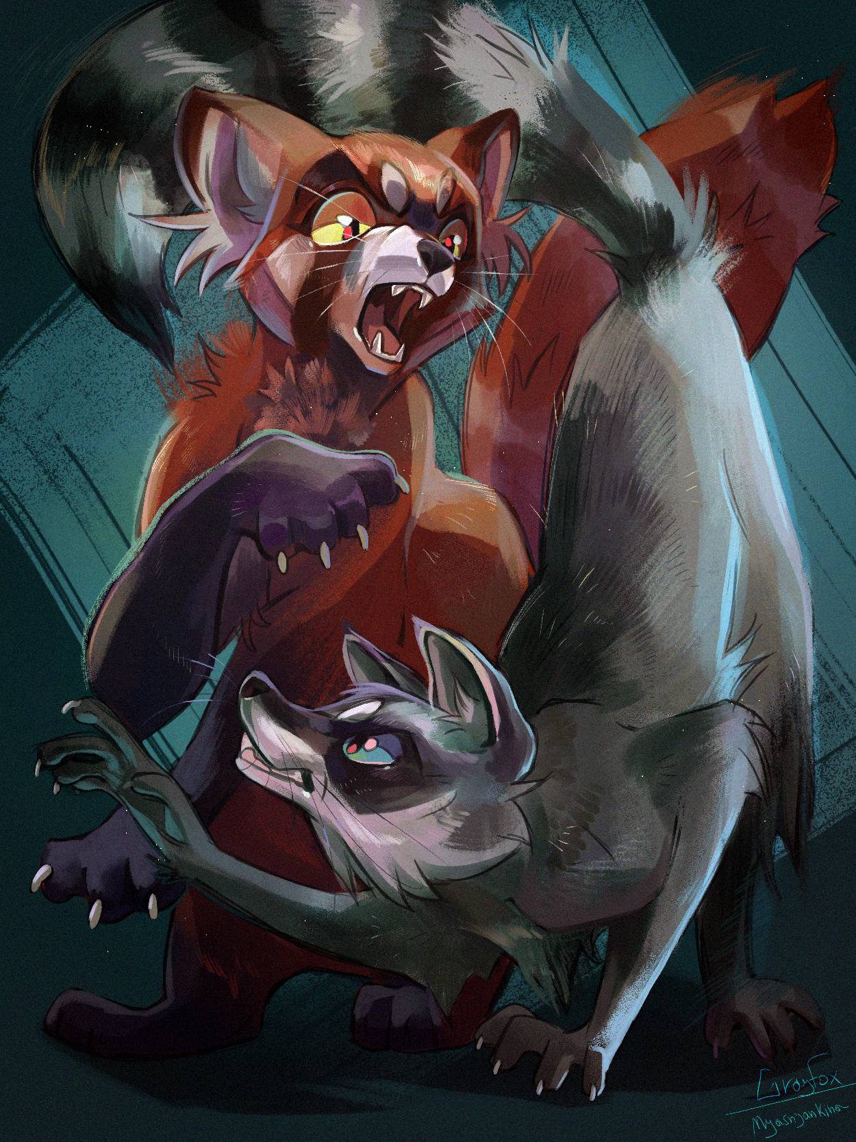 Panda Vs Racoon Red Panda VS Raccoon by DashaMiasniankina on DeviantArt