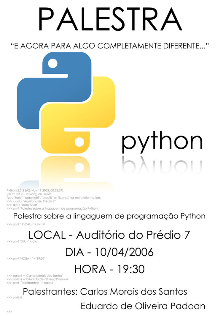 Poster Tentang Python Poster Palestra Python v1.0 by zipessoa on DeviantArt
