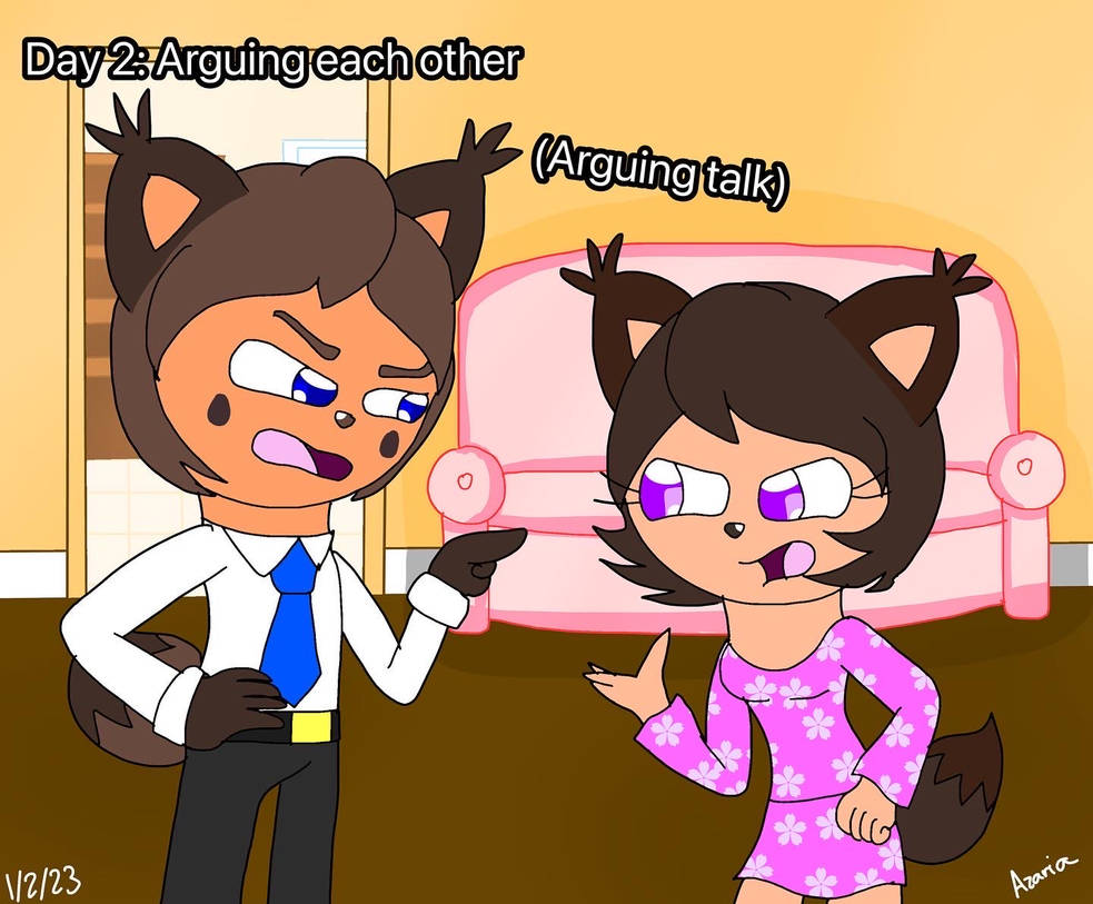 Day 2: Arguing each other by Violetmoon404 on DeviantArt