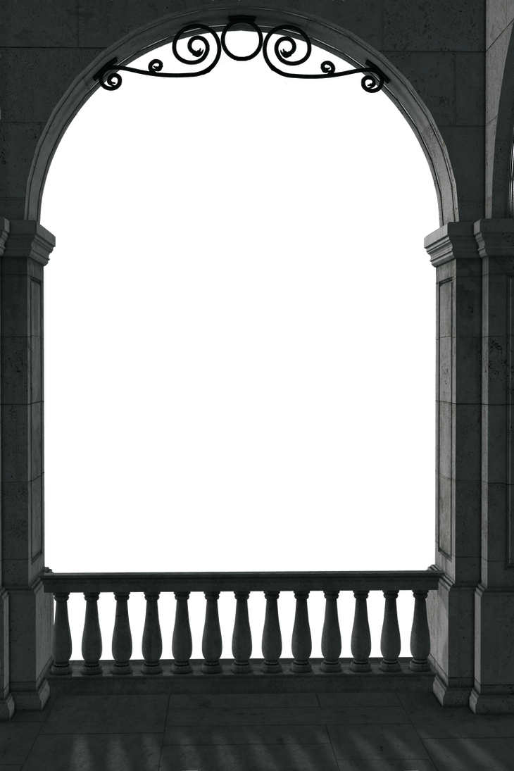 Темная арка. Готическая арка. Арка на прозрачном фоне. Готический балкон. Арка в замке.
