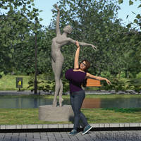 Krysta posing with statue