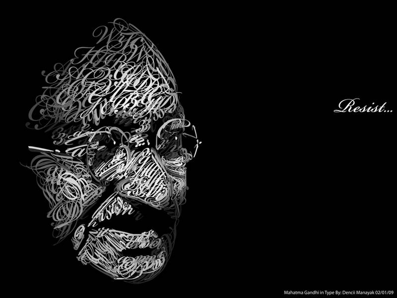Mahatma Gandhi in Type by Dencii