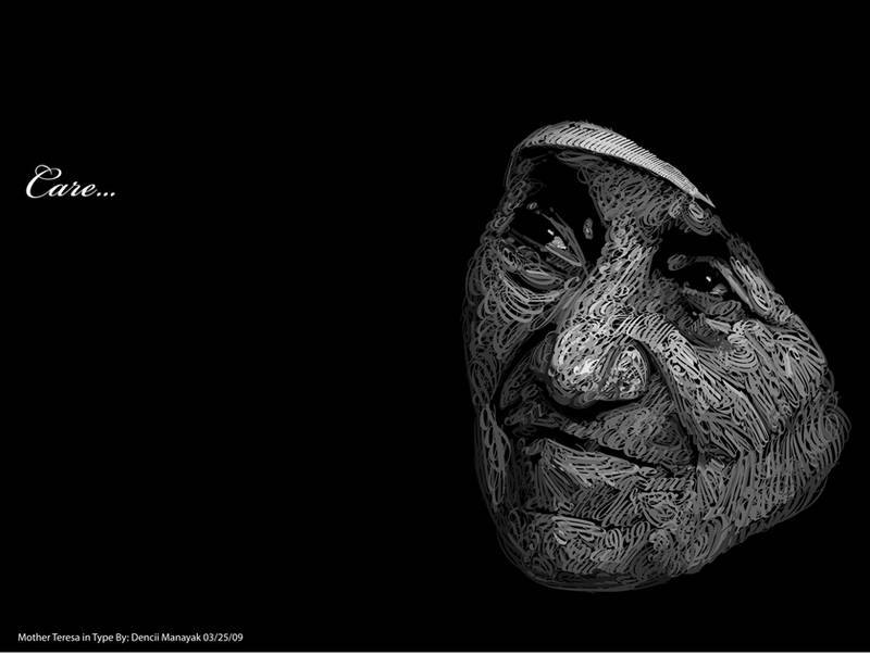 Mother Teresa in Type by Dencii