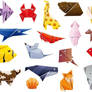 Cute Origami Animals Vector Graphics