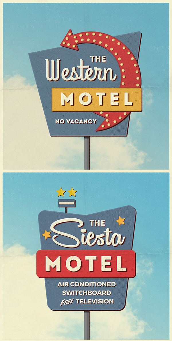 Free 4 Vintage Motel Sign Mockups