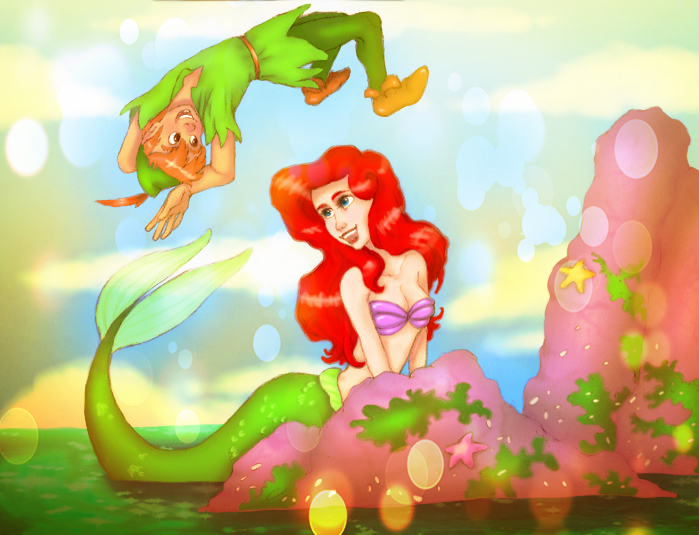 Ariel and Peter Pan - Coloured