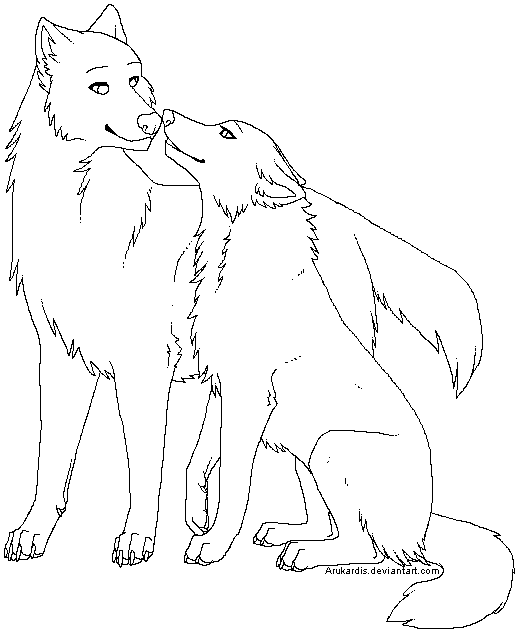 . Wolf couple Lineart .