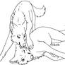 Free Wolf Couple Lineart 3