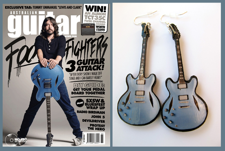 Foo Fighters: guitar earrings inspired by Dave Gro