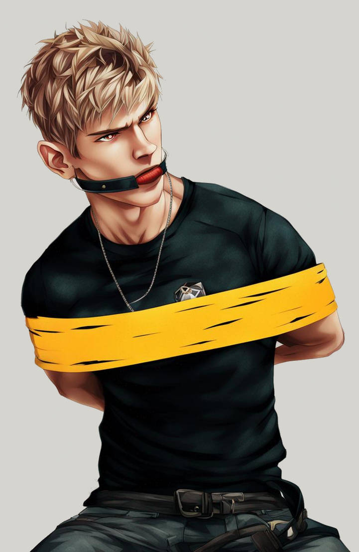 Bound gagged guy tied in green ropes by gaggedguyropeworks on DeviantArt