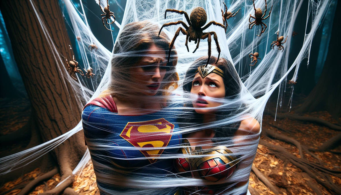 Supergirl and Wonder Woman - wrapped up like flies by gotspider on ...