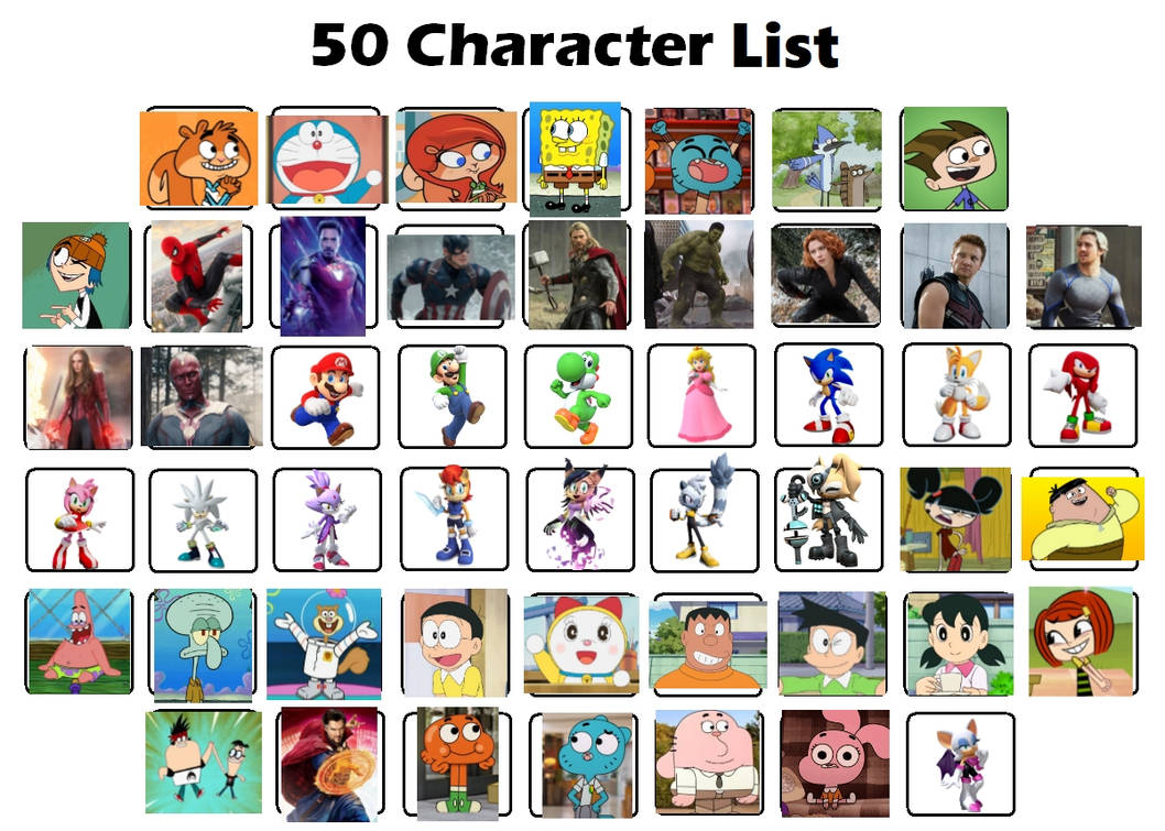 70 Characters Roster 50 characters list by haikaltv on DeviantArt