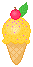 orange ice cream with a cherry