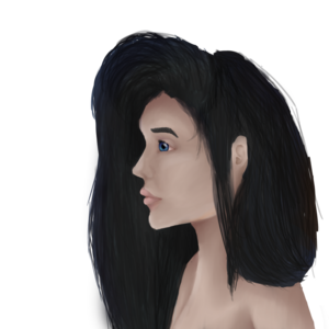 Girl with black hair blue eyes