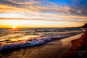 Rolling Waves as the Sun Sets over Lake Michigan