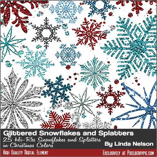 25 Glitter Snowflakes Graphics