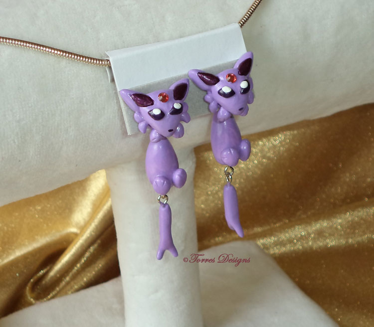 Espeon Earrings Pokemon Handscuplted