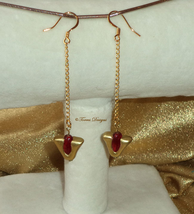 Goron Ruby 14K Gold Lampwork Earrings Handmade