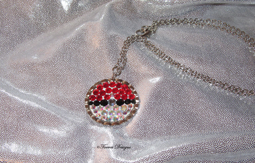 Custom Swarovski Pokemon Pokeball Necklace