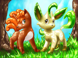 Vulpix and Leafeon