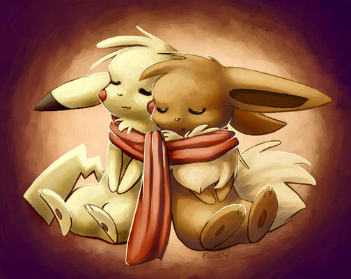 Eevee and Pikachu--Valentine's Day