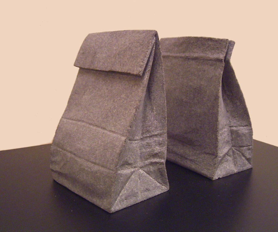 Paper sack bookend